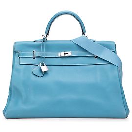 Hermès Blue Clemence Kelly II Relax 50 Voyage Blue Other