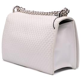 Dior-Dior White Medium Lambskin Embroidered Diorama Flap-White,Eggshell