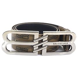 Balenciaga Coated Canvas Belt Brown Black