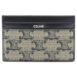 Céline Celine Triomphe Card Case PVC Leather Brown Beige