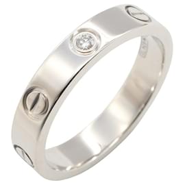 Cartier-Cartier Mini Love Ring Au750 White Gold Diamond Ring Size 8.5-Silvery,Metallic