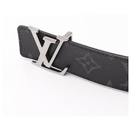 Louis Vuitton-Louis Vuitton LV Initiales 35MM PVC Coated Canvas Belt-Black