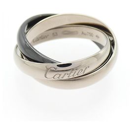 Cartier Trinity 750 White Gold Ceramic Ring Size 13 Silvery Metallic
