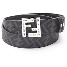 Fendi-Fendi FF Square Leather Belt-Black