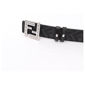 Fendi-Fendi FF Square Leather Belt-Black