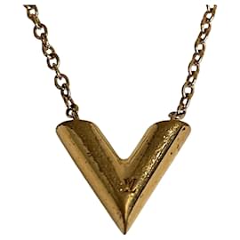 Louis Vuitton-Louis Vuitton Collier Essential V Necklace-Golden,Metallic
