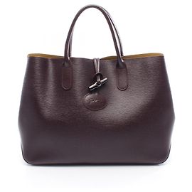 Bolsa Tote de Couro ROSEAU da Longchamp Roxo