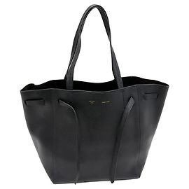 Céline Celine Cabas Phantom Small com cinto em couro de bezerro bolsa 2 em 1 Preto