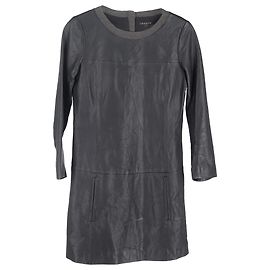 Theory Jeselia Langarm-Minikleid aus schwarzem Leder Schwarz