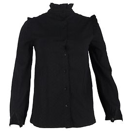 Apc Blusa a maniche lunghe con volant in cotone nero A.P.C. Nero
