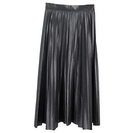 Hugo Boss Boss Perforierte Plissierte Midi-Rock aus schwarzem Polyester Schwarz