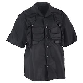 Prada Re-Nylon Multi-Pocket Shirt in Black Polyamide Brown Red