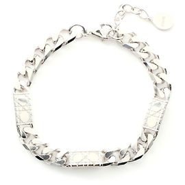 Dior Silver 925 Chain Link Cannage Bracelet Silvery Metallic