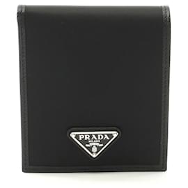 Prada-Prada Nylon Saffiano Leather Bifold Wallet-Black