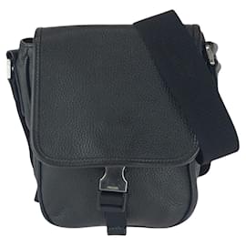 Prada-Prada VITELLO PVC Shoulder Bag-Black