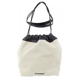 Borsa in cotone, lino e pelle Jil Sander J07WG0027 Marrone Beige