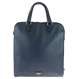 Prada-Prada Saffiano Leather Briefcase-Blue