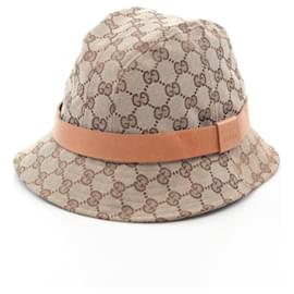 Gucci-Chapéu de lona de poliéster e algodão GG da Gucci-Marrom,Bege