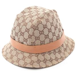 Gucci-Chapéu de lona de poliéster e algodão GG da Gucci-Marrom,Bege