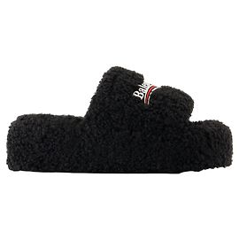 Furry Platform Sandals - Balenciaga - Synthetic - Black Black
