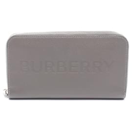 Burberry-Burberry Emboss Logo Leather Long Wallet-Grey
