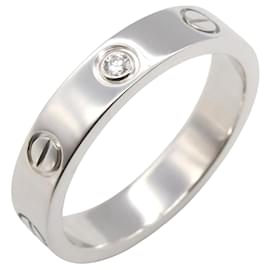 Cartier-Cartier Mini Love Ring Au750 White Gold Diamond Ring Size 10.5-Silvery,Metallic