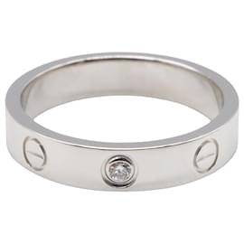 Cartier-Cartier Mini Love Ring Au750 White Gold Diamond Ring Size 10.5-Silvery,Metallic
