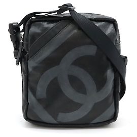 Sac à épaule en toile enduite Chanel Noir