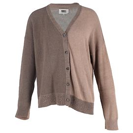 Maison Martin Margiela Farbblockiertes Strickjacke mit Ellbogenpatches aus brauner Baumwolle von Maison Margiela Braun Rot