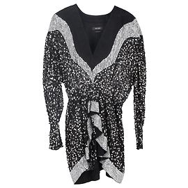Robe Mini en Chiffon Noir Embellie de Sequins Isabel Marant Caldes Noir