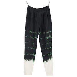 Stella Mc Cartney Calças de seda preta estampadas com tie-dye da Stella McCartney Preto