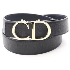 Christian Dior Cinturón de cuero con logo CD Dior Negro