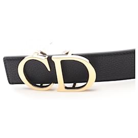Christian Dior-Dior CD Logo Leather Belt-Black