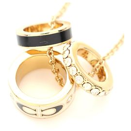Collar Rondel de Esmalte Signature Coach Oro GP Dorado Metálico