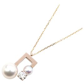 Collana Tasaki Akoya in Perle e Diamanti K18PG D'oro Metallico