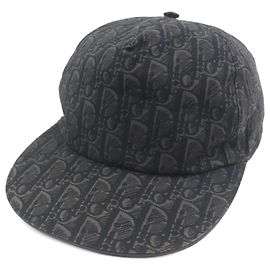 Christian Dior Gorra de béisbol de cuero Dior Oblique Gris