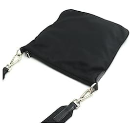 Prada-Prada Nylon Leather Shoulder Bag-Black