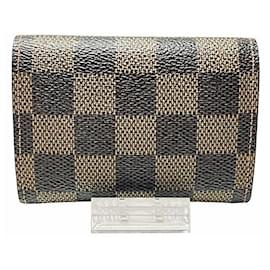 Louis Vuitton-Louis Vuitton Portemonnaie Plat Damier Coin Case-Brown