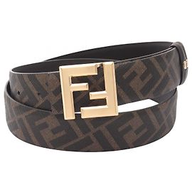 Cinto de couro com logo FF da Fendi Marrom