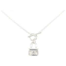Hermès-Hermes Amulette Constance 925 Silver Necklace-Silvery,Metallic