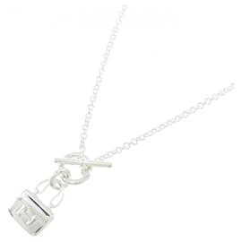 Hermès-Hermes Amulette Constance 925 Silver Necklace-Silvery,Metallic