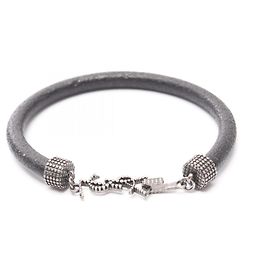 Yves Saint Laurent Saint Laurent Paris OPIUM Leather Stainless Steel Bracelet Black