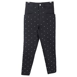 Isabel Marant Stud-Embellished High-Rise Jeans in Black Cotton Black