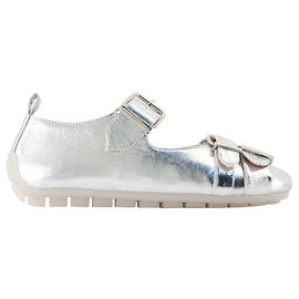 Bailarina com Fivela Grip - Simone Rocha - Couro - Prata Prata Metálico