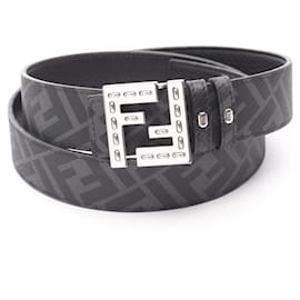 Fendi-Fendi FF Square Leather Belt-Black