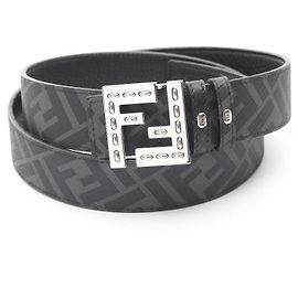 Fendi FF Square Leder Gürtel Schwarz