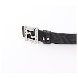 Fendi-Fendi FF Square Leather Belt-Black