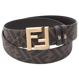 Cinto de couro com logo FF da Fendi Marrom