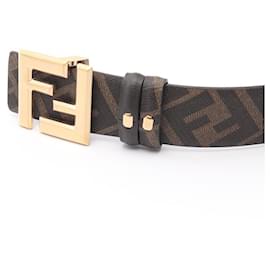 Fendi-Fendi FF Logo Leather Belt-Brown