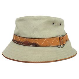Chapéu bucket de algodão e linho Christian Dior Marrom Bege